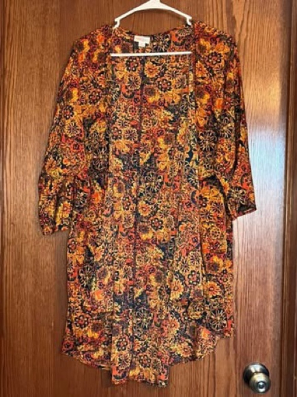 LuLaRoe Floral Tunic Dress in Orange, Black and Yellow